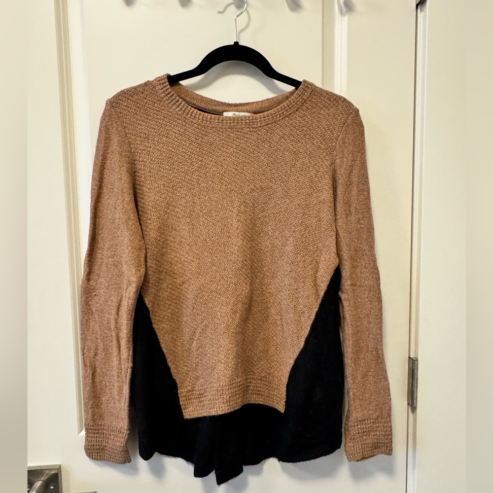 Madewell Sweater in Caramel and Black with Zipper Detail